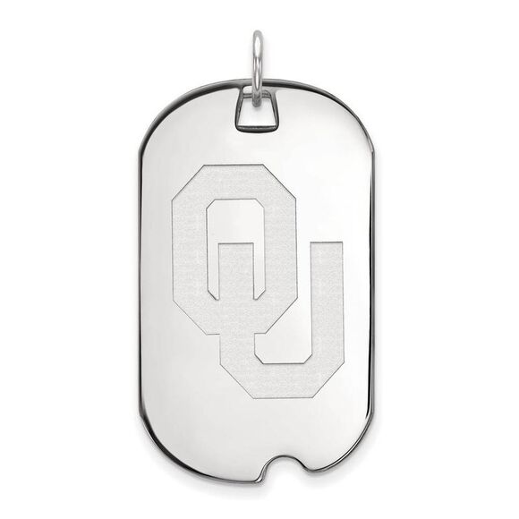 10k White Gold U. of Oklahoma Large 'OU' Dog Tag Pendant
